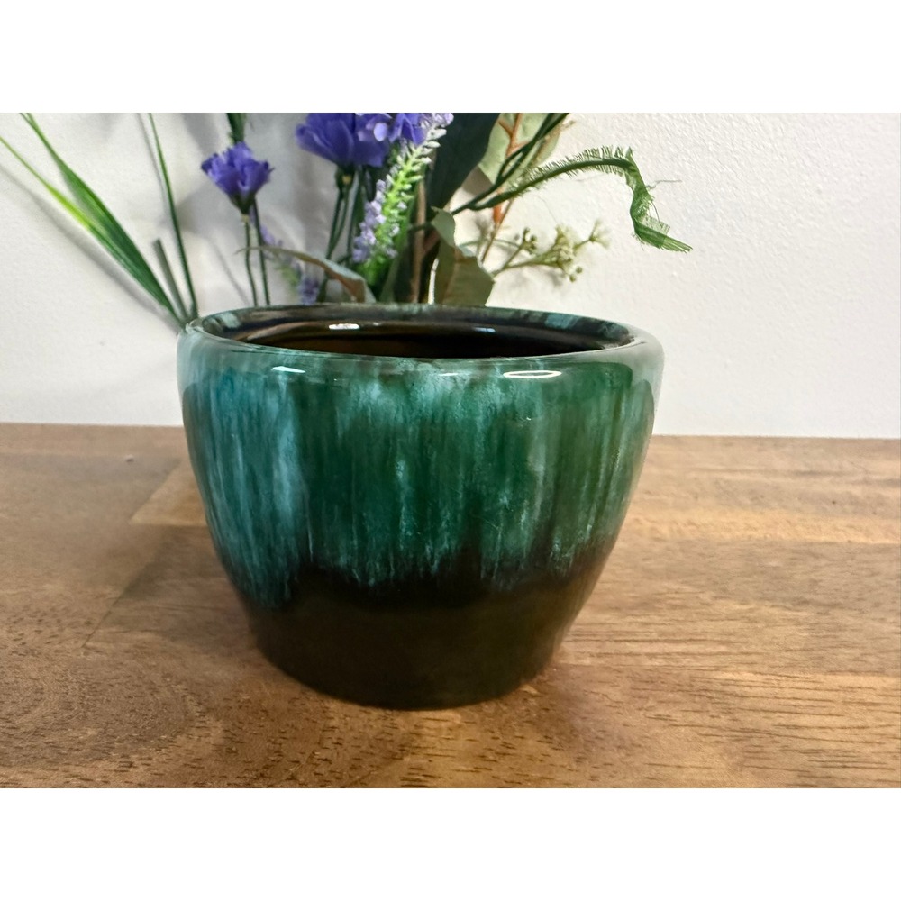 Blue Mountain Pottery Square Rim Bowl Green Black Drip Glaze MCM Canada Vintage
